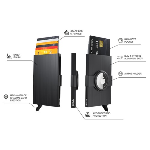 Étui pour cartes de crédit RFID avec support pour AirTag thumbnail 9