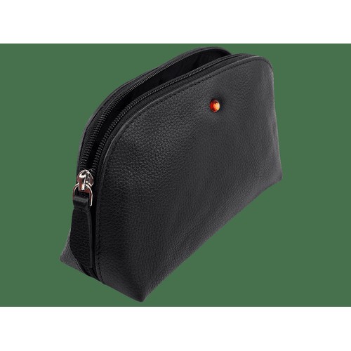 Cosmetic bag with amber