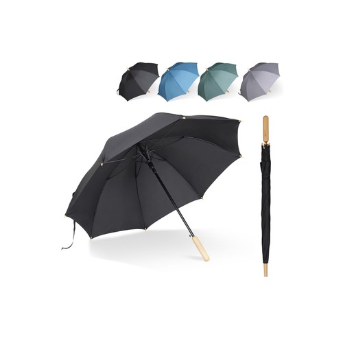 Parapluie bâton 25” en R-PET personnalisé. Poignée droite, ouverture automatique