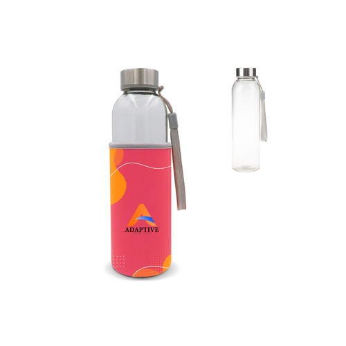 Bouteille d’eau en verre personnalisée avec fourreau sur mesure 500ml