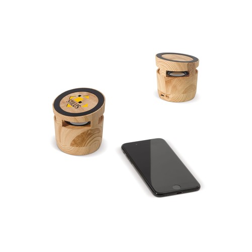 Enceinte 3W et Chargeur sans fil 5W personnalisé en bois