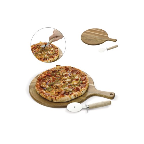 Planche à découper avec couteau à pizza personnalisé