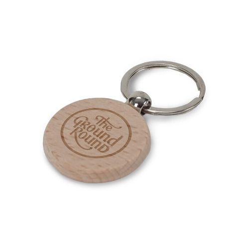 Porte-clé rond en bois Ø40mm - 1