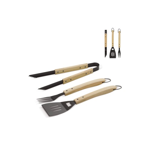 Set barbecue avec manche bois personnalisé