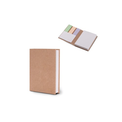 Carnet personnalisé avec papier repositionnable FSC et marque page