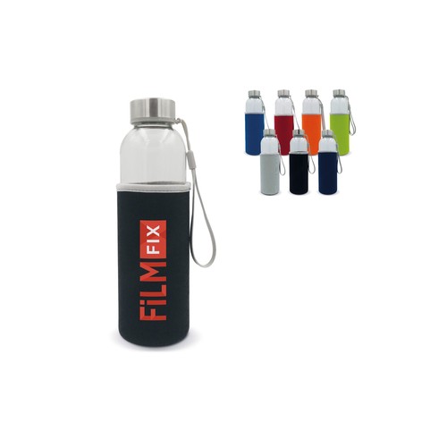 BOTELLA DE AGUA DE CRISTAL CON FUNDA 500ML