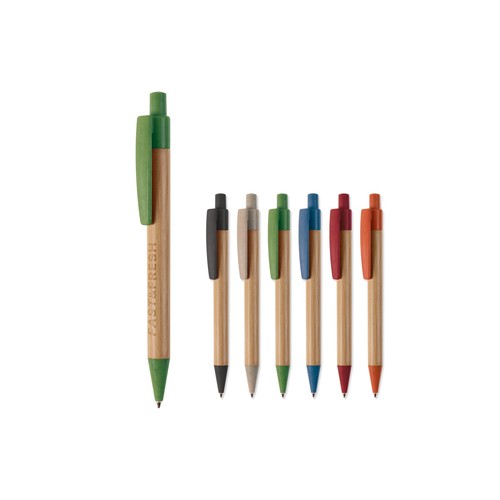 Stylo bille en bambou et paille de blé personnalisé