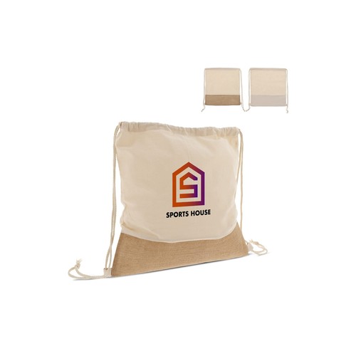 Sac à cordon Jute avec cordons en coton 38x41cm - 1