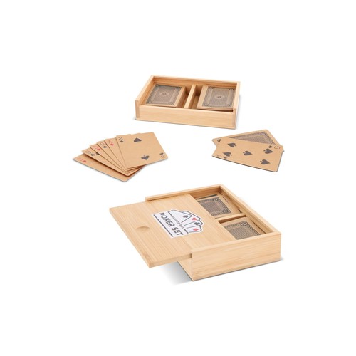 Jeu de cartes à jouer personnalisé dans une boîte en bambou