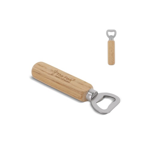 ABRIDOR DE BOTELLAS CON MANGO DE MADERA