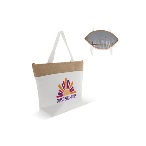 Sac isotherme de plage coton/jute personnalisé 42x10x30cm