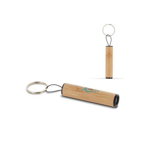Porte-clés lampe de poche en bambou