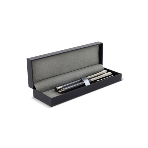 Ensemble stylo à bille et roller en métal bois de noyer dans une boîte cadeau - 2