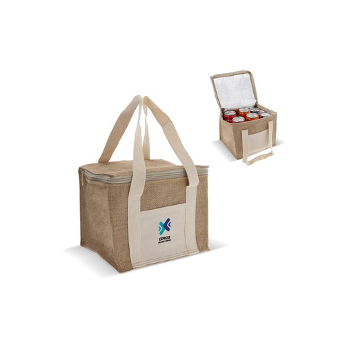 Sac isotherme jute/coton personnalisé 22x18x18cm