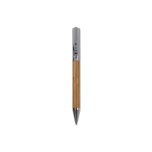 Ensemble stylo à bille et roller en métal bambou dans une boîte cadeau
