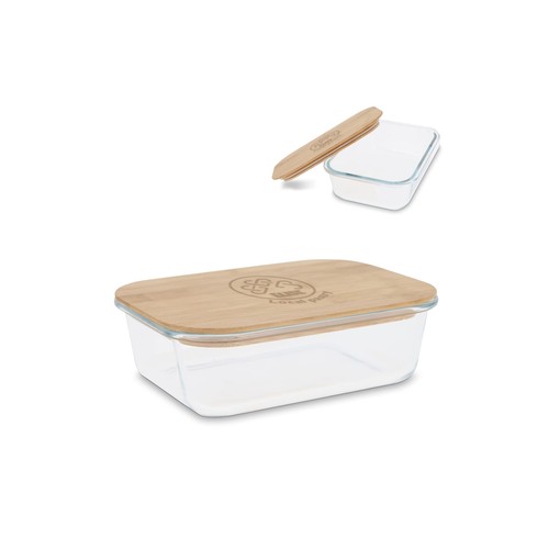 Boîte à lunch en verre personnalisé avec couvercle en bambou
