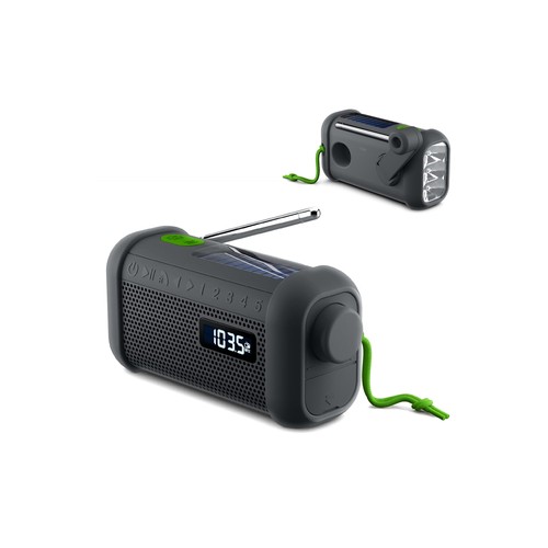 MH-08 | Muse radio personnalisé, haut-parleur bluetooth avec solar et mécanisme de remontage