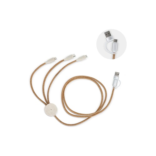 FSC cork 3 in 1 PD charging & data cable personnalisé