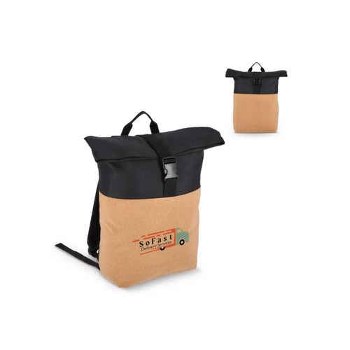 Sac à dos à roulettes en liège et R-PET 18L - 1