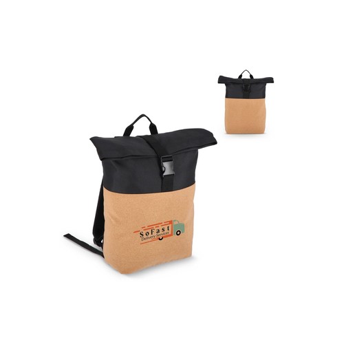 Sac à dos à roulettes en liège et R-PET 18L - 1