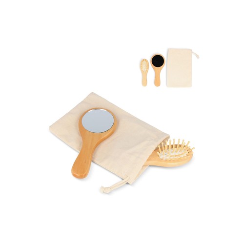 Set de brosses et miroirs en bois Schima superba personnalisé