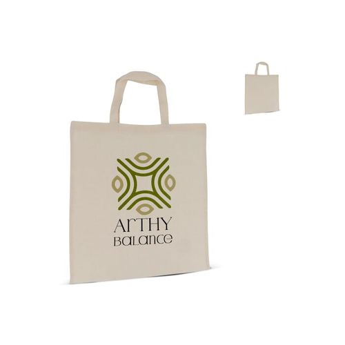 Sac bandoulière en coton OEKO-TEX® 140g/m² 38x42cm poignée courte