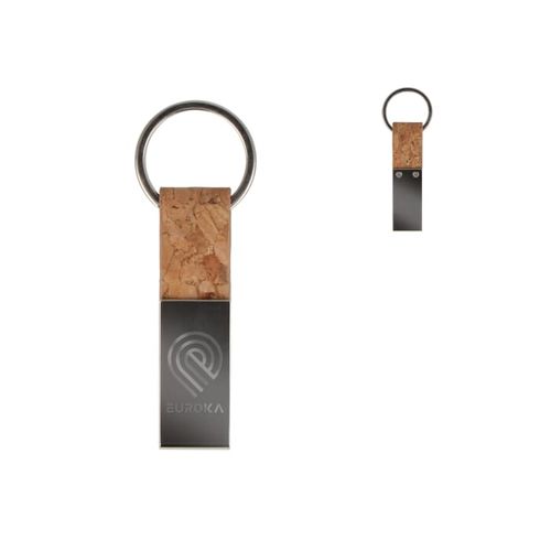 Porte-clés rectangulaire en liège et métal - 1