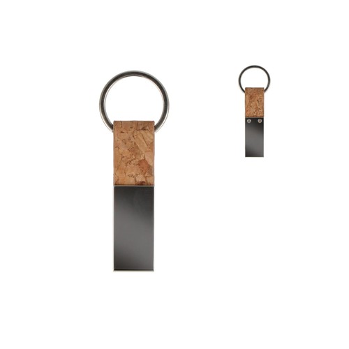 Porte-clés rectangulaire en liège et métal - 1