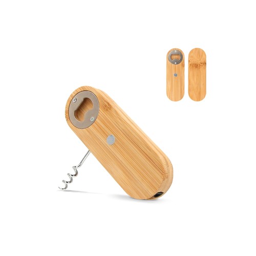 ABRIDOR DE BOTELLAS DE BAMBÚ MULTIFUNCIONAL