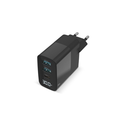 Sitecom CH-1001 30W GaN Power Delivery Wall Charger with LED display - 1