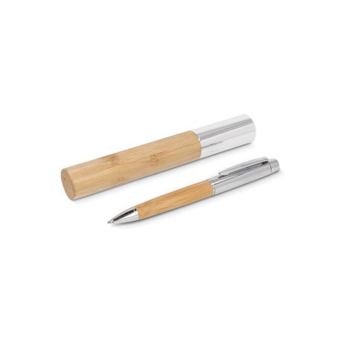 Stylo-bille en métal bambou dans un tube - 2