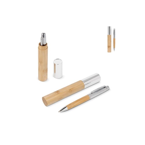 Stylo-bille en métal bambou dans un tube - 1