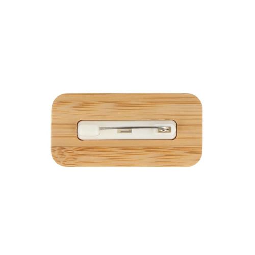 Badge nominatif en bambou avec épingle - 3