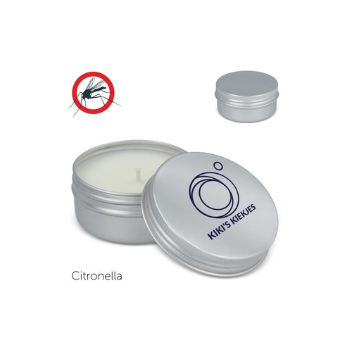 Bougie végétale répulsive à la citronnelle en étain recyclé personnalisée
