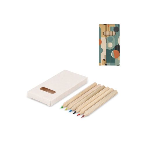 6 crayons de couleur dans une boîte en brique de lait recyclé