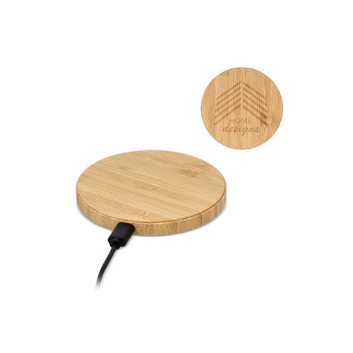Pad de charge sans fil en bambou 15W personnalisé