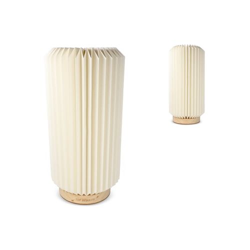 Lampe LED en papier pliable Coollux Aurora Tall sur base en bois, 32cm