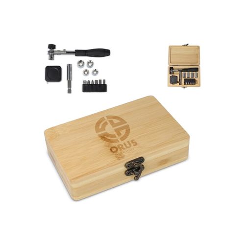 Set d'outils de 13 pièces dans une boîte en bambou - 1