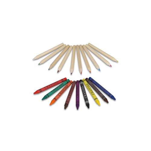 Crayons de couleur et crayons gras dans une boîte kraft - 3