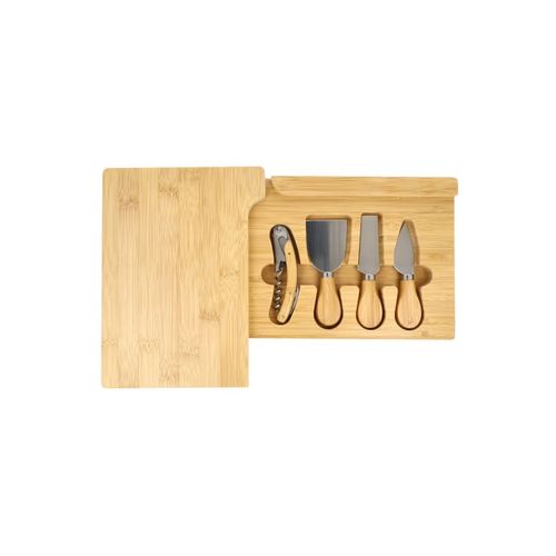 Service à fromage et à vin en bambou (4 pièces) - 4