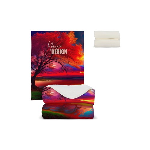 Couverture en laine polaire Sherpa à sublimation personnalisée 130x170 cm 510g/m²