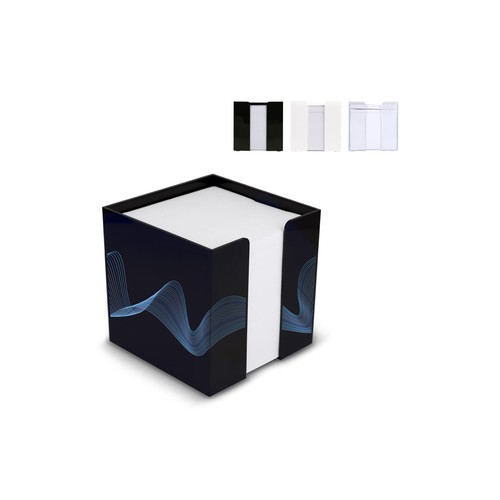 Bloc de papier personnalisé dans un bac à cubes 10x10x10cm FSC