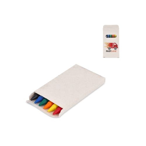 6 crayons gras de couleur dans une boîte en brique de lait recyclé