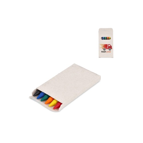 6 crayons gras de couleur personnalisé dans une boîte en brique de lait recyclé