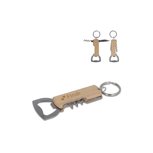 Porte-clés décapsuleur en bambou personnalisé