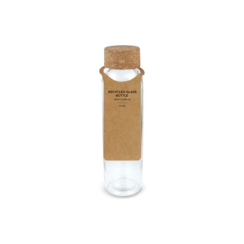 Bouteille en verre recyclé avec bouchon en liège 500ml