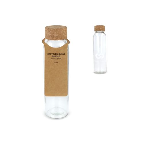 Bouteille en verre recyclé avec bouchon en liège 500ml - 1