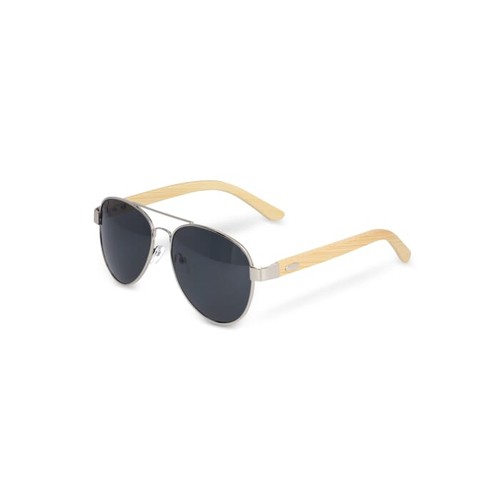 Lunettes de soleil aviateur avec branches en bambou - 2