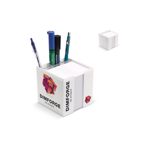 Bloc de papier 10x10x10cm dans une boîte cubique avec compartiments - 1