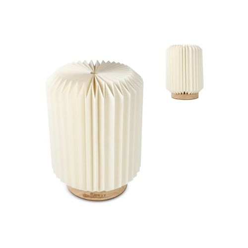 Lampe LED en papier pliable Coollux Aurore sur socle en bois, 22cm